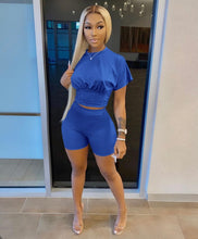 Load image into Gallery viewer, Casual Solid Short Sleeve Two Piece Shorts Set
