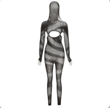 Load image into Gallery viewer, Solid Hollow Out Hooded Knits Jumpsuit

