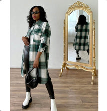 Load image into Gallery viewer, Plaid Full Sleeve Buttons Long Coat
