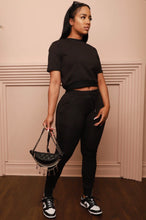 Load image into Gallery viewer, Solid Short Sleeve Zipper Two Piece Pants Sets Www.dreamempirellc.com
