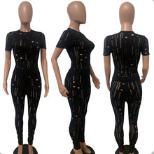 Load image into Gallery viewer, Ripped Hole Short Sleeve Pants Two Piece Set
