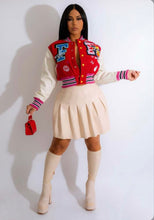 Load image into Gallery viewer, Plus Size Fashion Print Rib Patchwork Baseball Jackets
