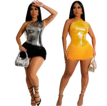 Load image into Gallery viewer, Sexy Slim One shoulder Splice Mini Dress
