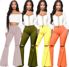 Load image into Gallery viewer, Plus Size Fashion All-match Ripped Denim Flared Pants
