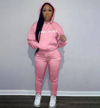 Load image into Gallery viewer, Casual Solid Letter Print Hooded Sweatshirts And Sport Pant 2 Piece Set
