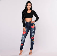 Load image into Gallery viewer, Plus Size Denim Print Skinny Jeans Pants
