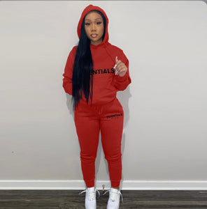 A Letter Print Hooded Sweatshirt Two Piece Pant Sets