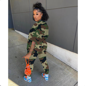 Camo Print Casual Two Piece Shorts Sets
