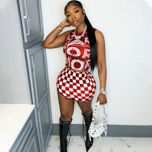 Load image into Gallery viewer, Sexy Sleeveless Plaid Mini Skirt 2 Piece Sets
