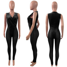 Load image into Gallery viewer, Sexy Mesh Velvet Patchwork Sleeveless Jumpsuit
