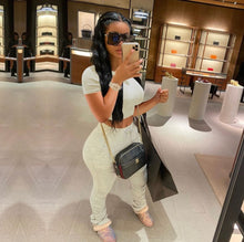 Load image into Gallery viewer, Solid Short Sleeve Stacked Pants 2 Piece Sets
