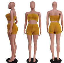 Load image into Gallery viewer, Casual Knitted Tube Top Shorts Two Piece Set
