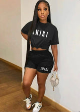 Load image into Gallery viewer, Printed Short Sleeve Shorts Two Piece Set
