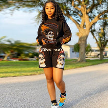 Load image into Gallery viewer, Casual Printed Hoodie And Shorts 2 Piece Suits
