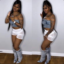 Load image into Gallery viewer, Sexy Denim Wrap Chest Crop Top

