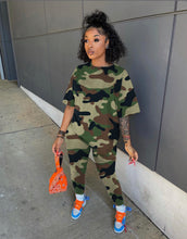 Load image into Gallery viewer, Camo Print Casual Two Piece Shorts Sets
