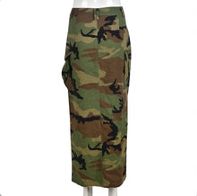 Load image into Gallery viewer, Plus Size Camo Print Split Button Maxi Skirt
