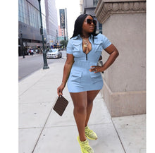 Load image into Gallery viewer, Fashion Zip Pocket Solid Color Mini Dress
