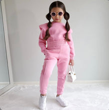 Load image into Gallery viewer, Kids Solid Color Sport Sweatshirt Two Piece Pant Set
