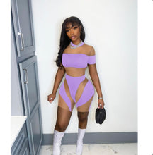 Load image into Gallery viewer, Short Sleeve Printed Mesh Rompers
