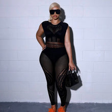 Load image into Gallery viewer, Sexy Sleeveless See-through Hollow Out Tight Jumpsuit
