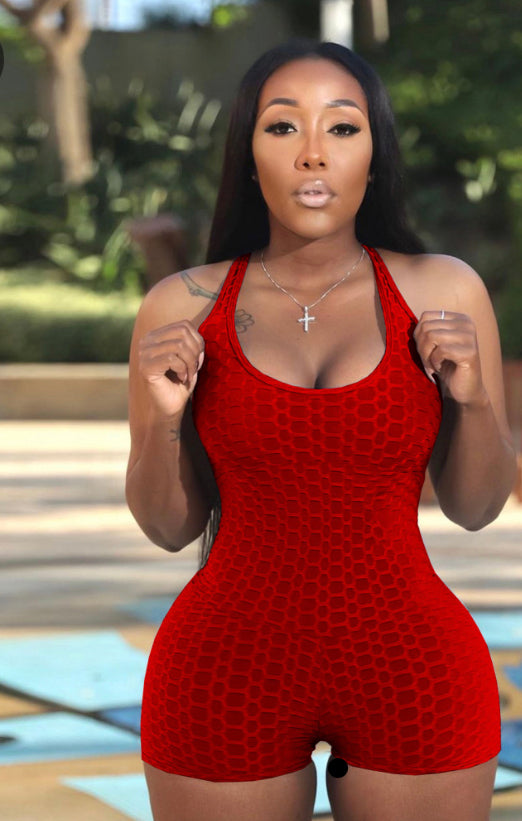 Activewear Solid Sleeveless Backless One Piece Rompers