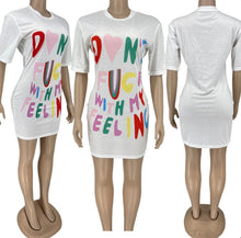 Load image into Gallery viewer, Plus Size Letter Print Short Sleeve Casual Dress

