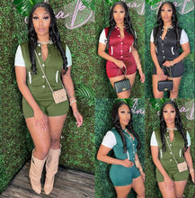 Load image into Gallery viewer, Color Block Short Sleeve Skinny Romper
