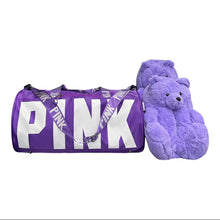 Load image into Gallery viewer, A Teddy Bear Slippers and Pink Duffle Bag
