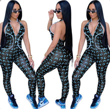 Load image into Gallery viewer, Printed Zipper Tight Backless Jumpsuit

