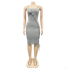 Load image into Gallery viewer, Sexy Solid Sling Hollow Bandage Midi Dress
