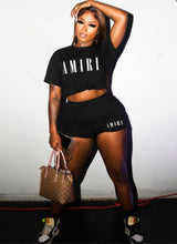 Load image into Gallery viewer, Printed Short Sleeve Shorts Two Piece Set

