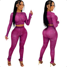 Load image into Gallery viewer, Casual Print Long Sleeve Pants 2 Piece Set
