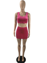Load image into Gallery viewer, Velvet Solid Color Vest And Mini Skirt Two Piece Sets
