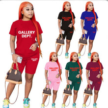 Load image into Gallery viewer, Plus Size Letter Print Short Sleeve Shorts 2 Piece Set
