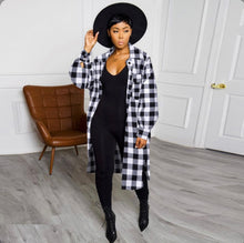 Load image into Gallery viewer, Plus Size Plaid Full Sleeve Split Long Coat
