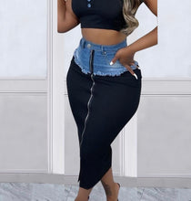 Load image into Gallery viewer, Splicing Denim Split Half Skirt
