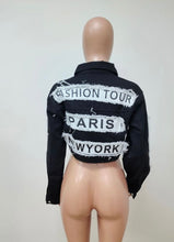 Load image into Gallery viewer, A Denim Ripped Cropped Jacket
