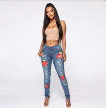 Load image into Gallery viewer, Plus Size Denim Print Skinny Jeans Pants
