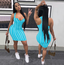 Load image into Gallery viewer, Striped Print Sleeveless Midi Dress
