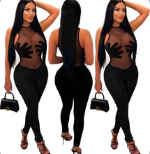 Load image into Gallery viewer, Hand Printed Mesh Zipper Patchwork Jumpsuit
