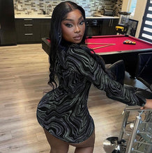 Load image into Gallery viewer, Sexy Long Sleeve Print Hollow Skinny Mini Dress
