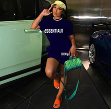 Load image into Gallery viewer, Plus Size Letter Print Loose T Shirt And Shorts Two Piece Set
