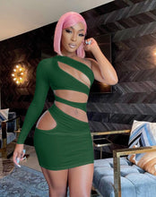 Load image into Gallery viewer, Sexy Single Shoulder Sleeve Hollow Out MIni Dress
