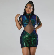 Load image into Gallery viewer, Sexy Hollow Out Sequin Tassel Mini Dress
