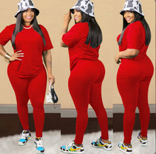 Load image into Gallery viewer, Plus Size Solid T Shirt And Pants 2 Piece Sets
