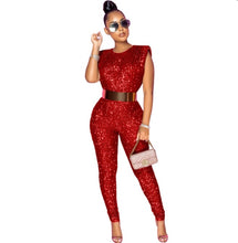 Load image into Gallery viewer, Plus Size Sequin Sexy Sleeveless Jumpsuit
