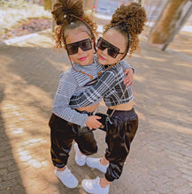 Load image into Gallery viewer, Kids Girls Long Sleeve Plaid Tops And Pant 2 Piece Set

