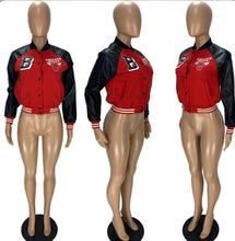 Load image into Gallery viewer, B Letter Print Plush Short Baseball Jacket
