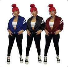 Load image into Gallery viewer, Letter Print Long Sleeve Baseball Jackets

